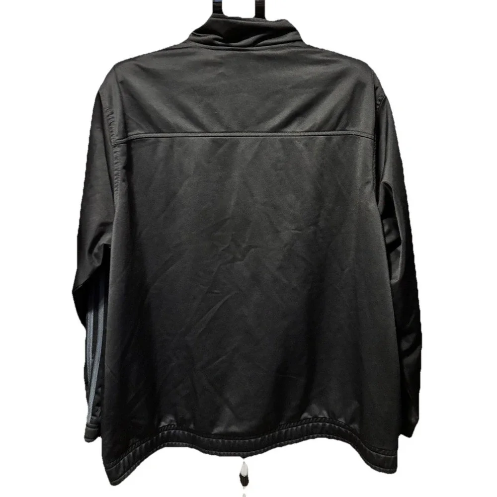 Starter Mens 2X Black Gray Stripe Windbreaker Lined Track Jacket Stretch Hip Hop